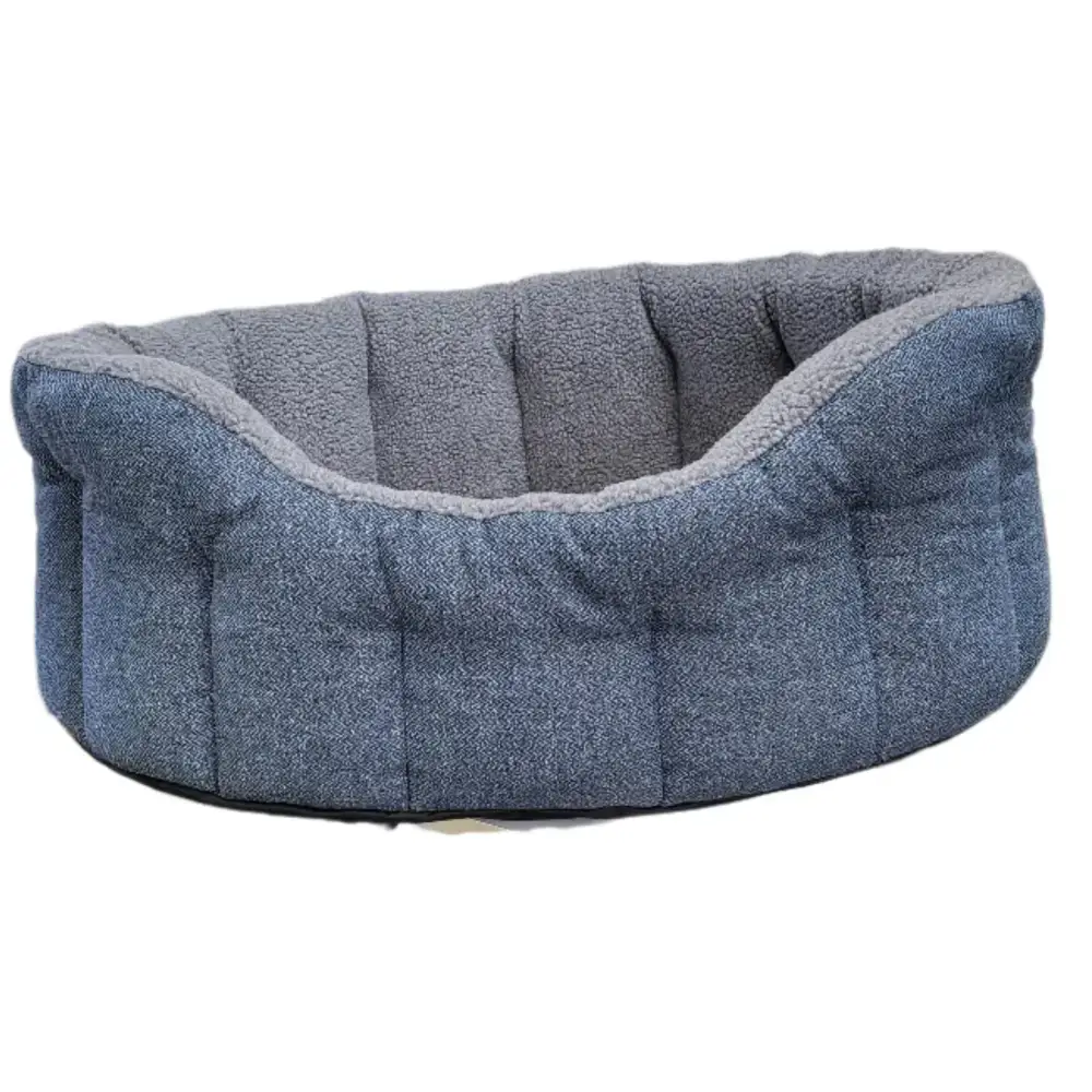 Premium Orkney Tweed Fleece Lined Bolster Beds Gray Intermediate Dog Beds