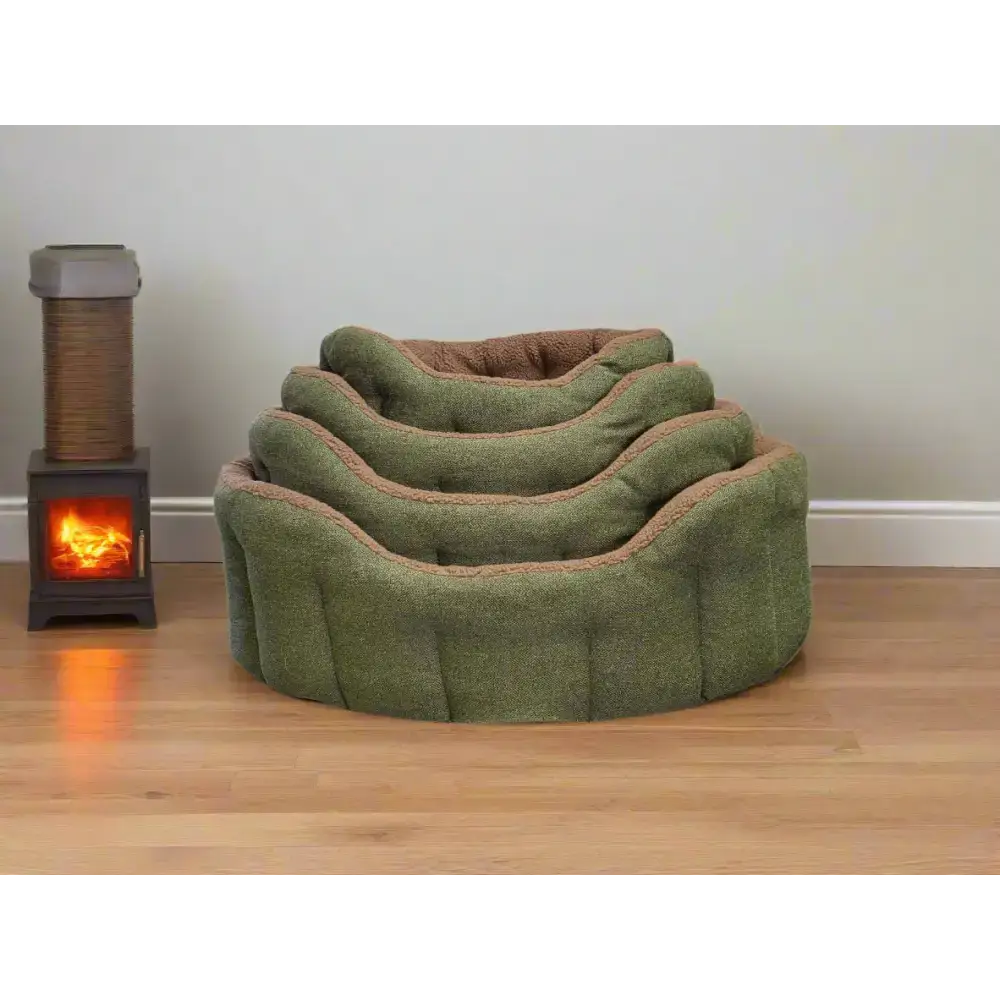 Premium Orkney Tweed Fleece Lined Bolster Beds Gray Intermediate Dog Beds