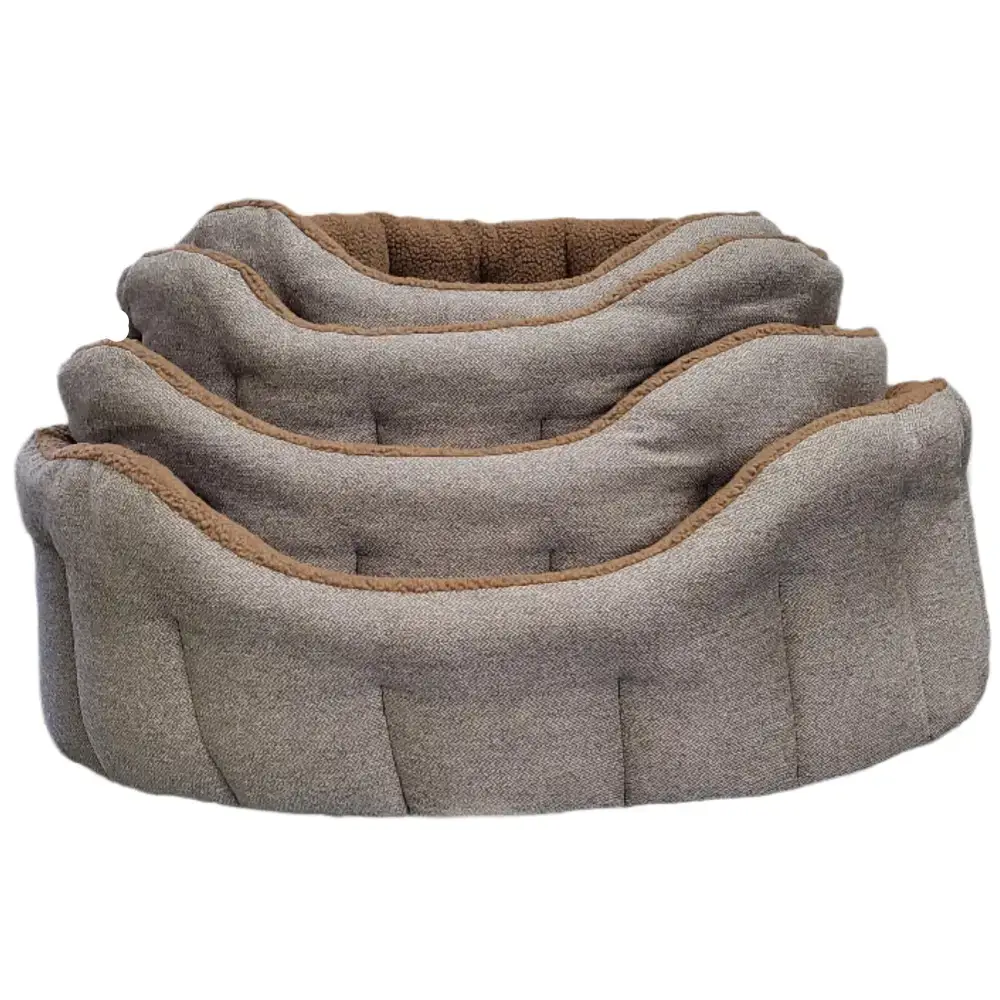 Premium Orkney Tweed Fleece Lined Bolster Beds Gray Intermediate Dog Beds