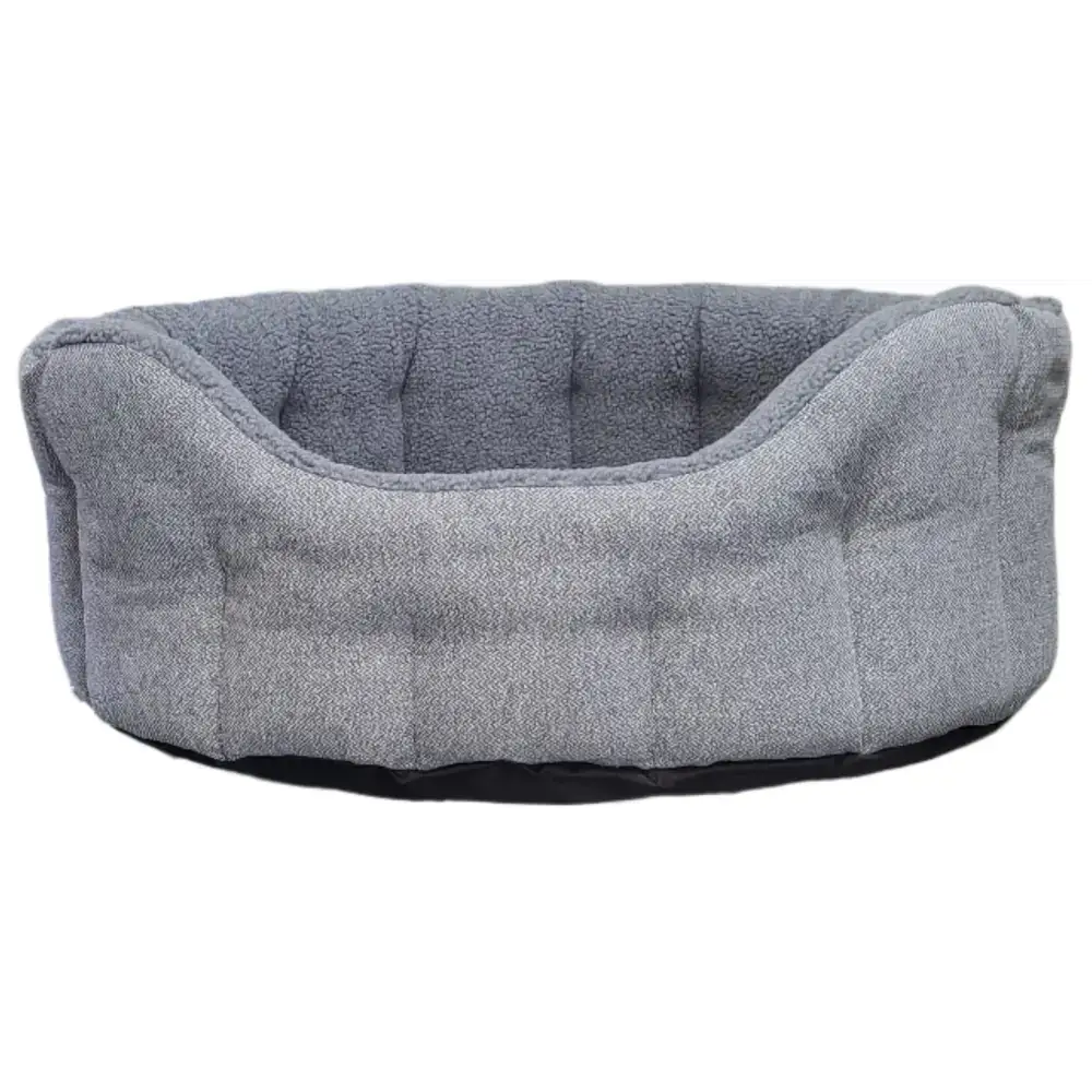 Premium Orkney Tweed Fleece Lined Bolster Beds Gray Intermediate Dog Beds