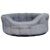 Premium Orkney Tweed Fleece Lined Bolster Beds Gray Intermediate Dog Beds