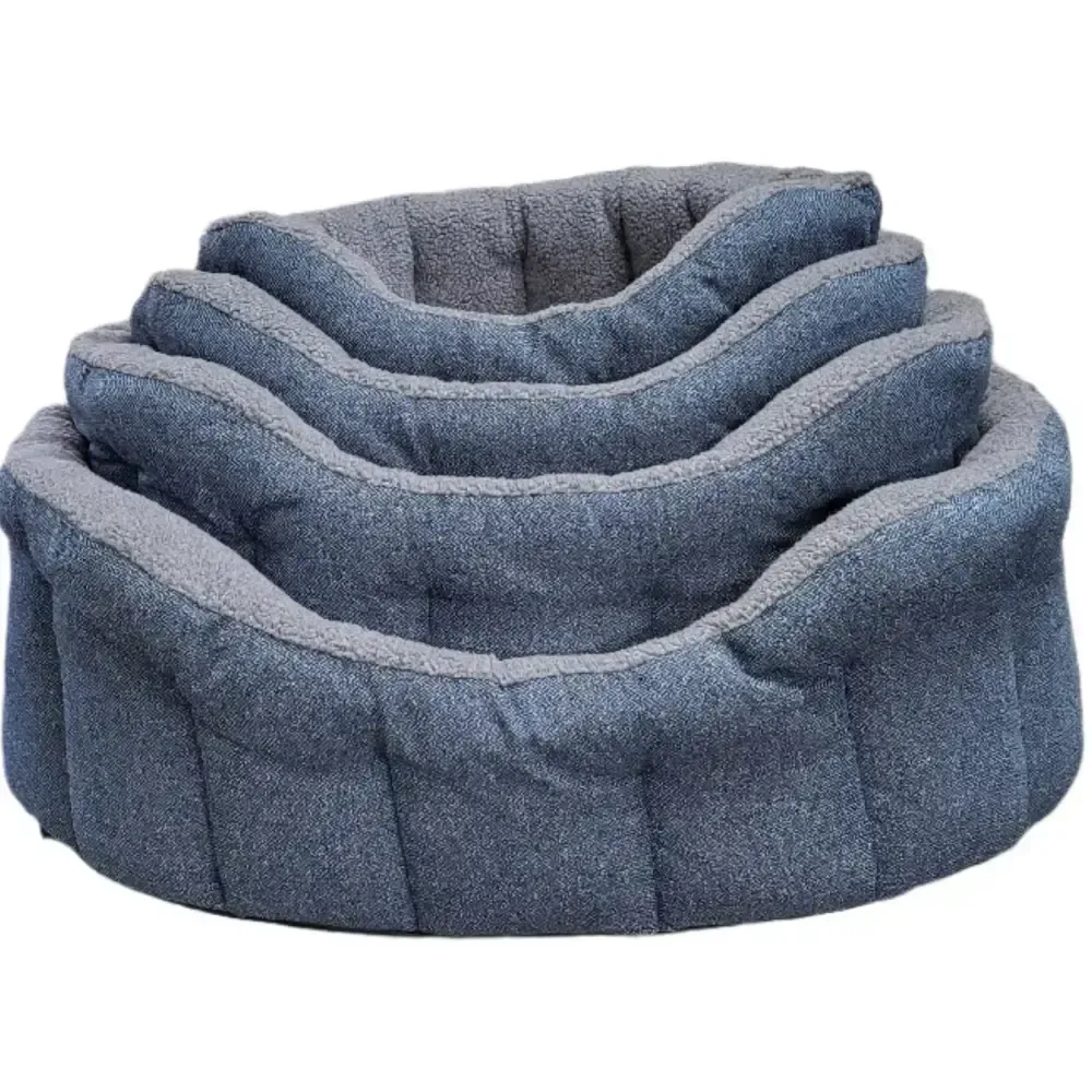 Premium Orkney Tweed Fleece Lined Bolster Beds Gray Intermediate Dog Beds