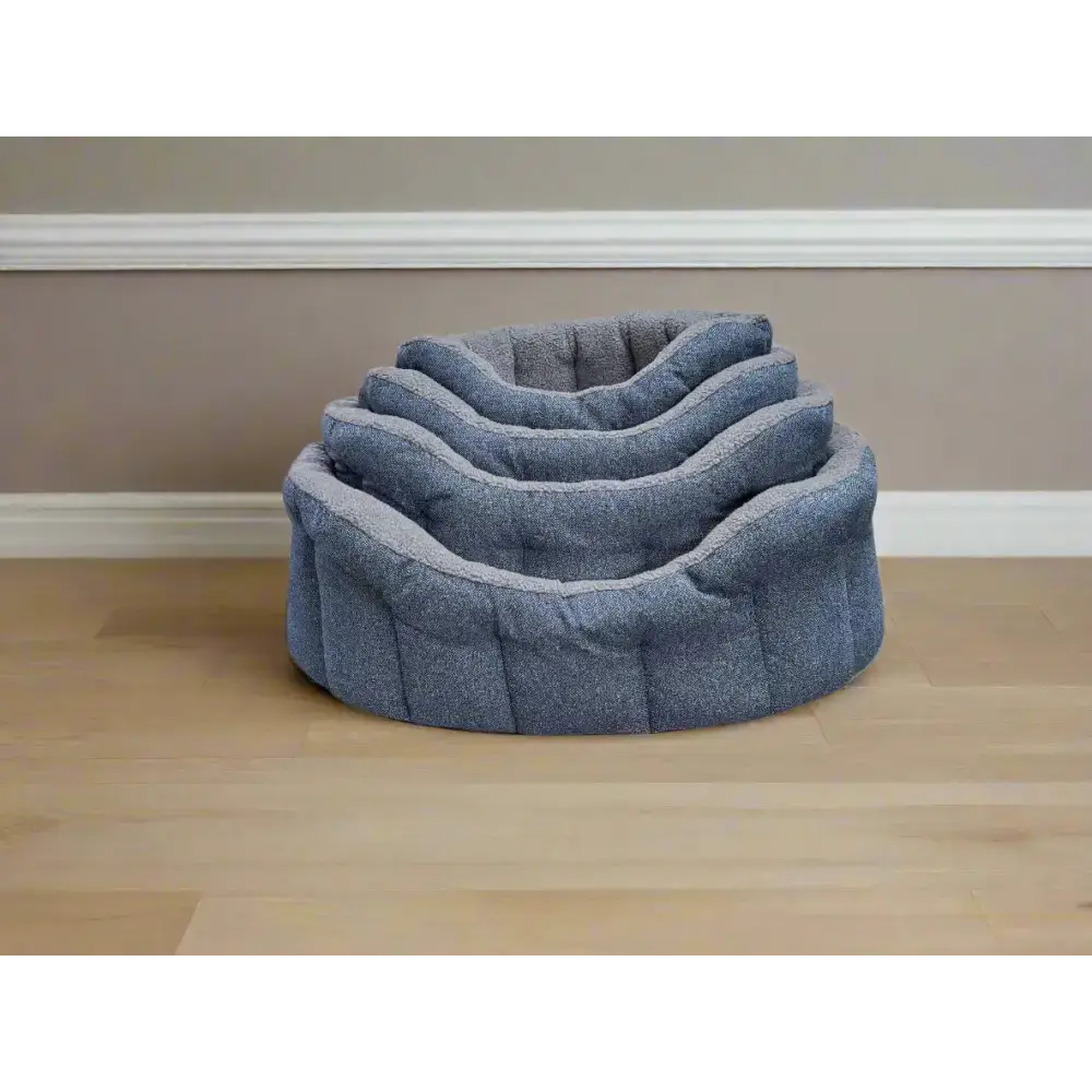 Premium Orkney Tweed Fleece Lined Bolster Beds Gray Intermediate Dog Beds