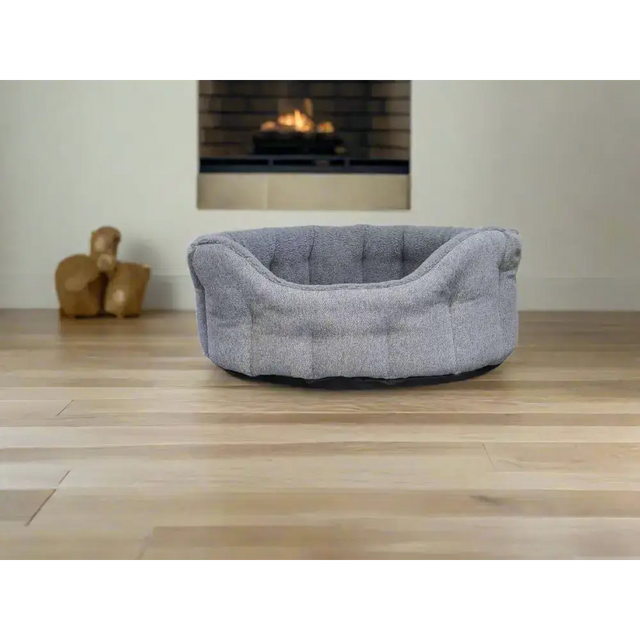 Premium Orkney Tweed Fleece Lined Bolster Beds Gray Intermediate Dog Beds