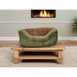 Premium Orkney Tweed Fleece Lined Bolster Beds Green Intermediate Dog Beds