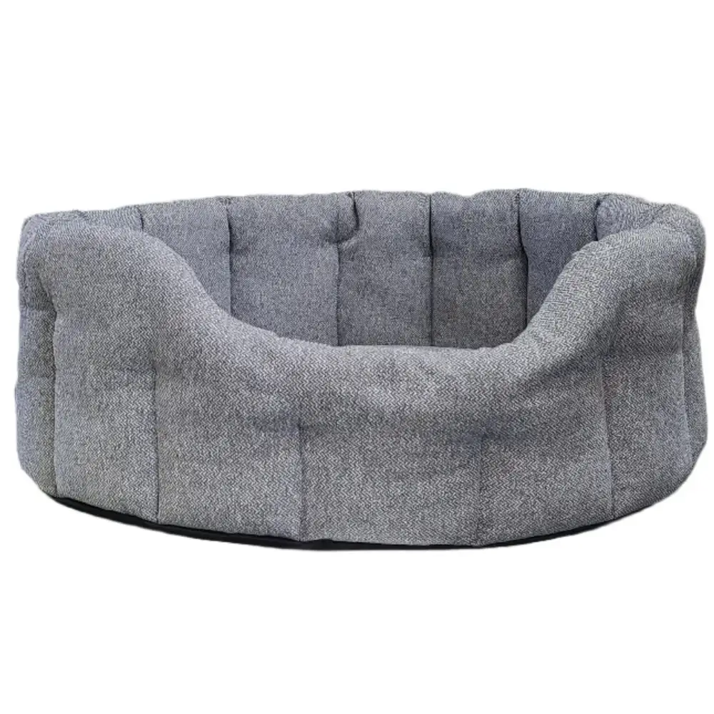 Premium Orkney Tweed Oval Beds Blue Intermediate Dog Beds