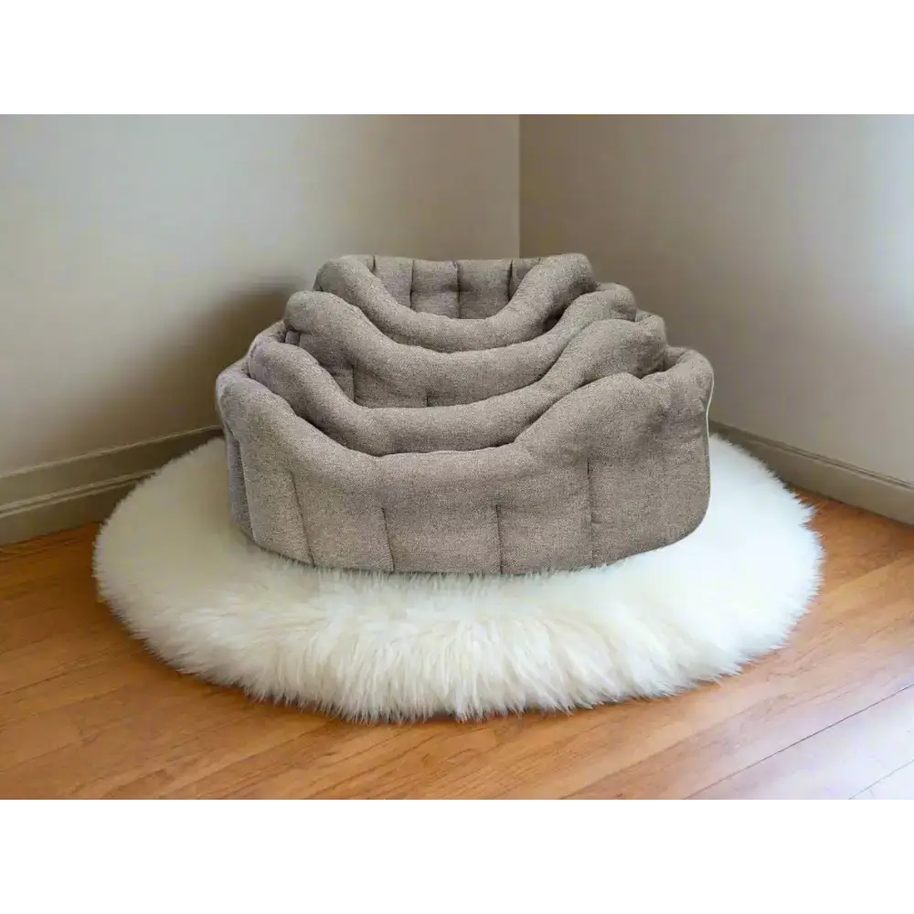 Premium Orkney Tweed Oval Beds Blue Intermediate Dog Beds
