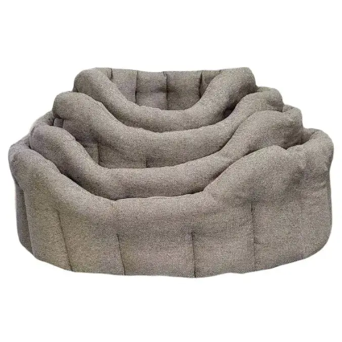 Premium Orkney Tweed Oval Beds Blue Intermediate Dog Beds
