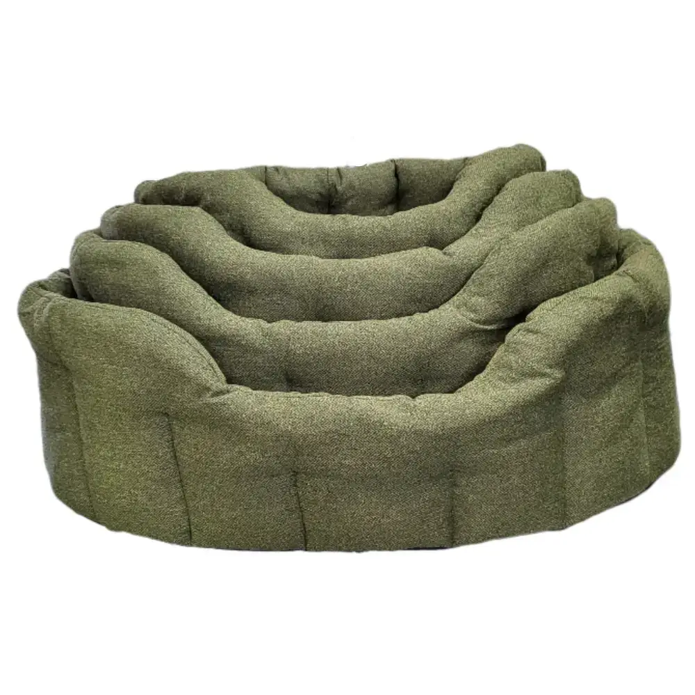 Premium Orkney Tweed Oval Beds Blue Intermediate Dog Beds