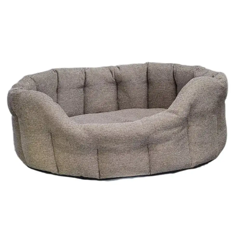 Premium Orkney Tweed Oval Beds Blue Intermediate Dog Beds