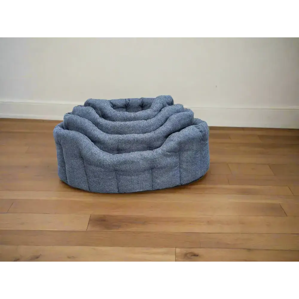 Premium Orkney Tweed Oval Beds Blue Intermediate Dog Beds