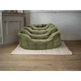 Olive green premium orkney tweed plush tweed oval bed with soft textured fabric and 7cm base for dogs