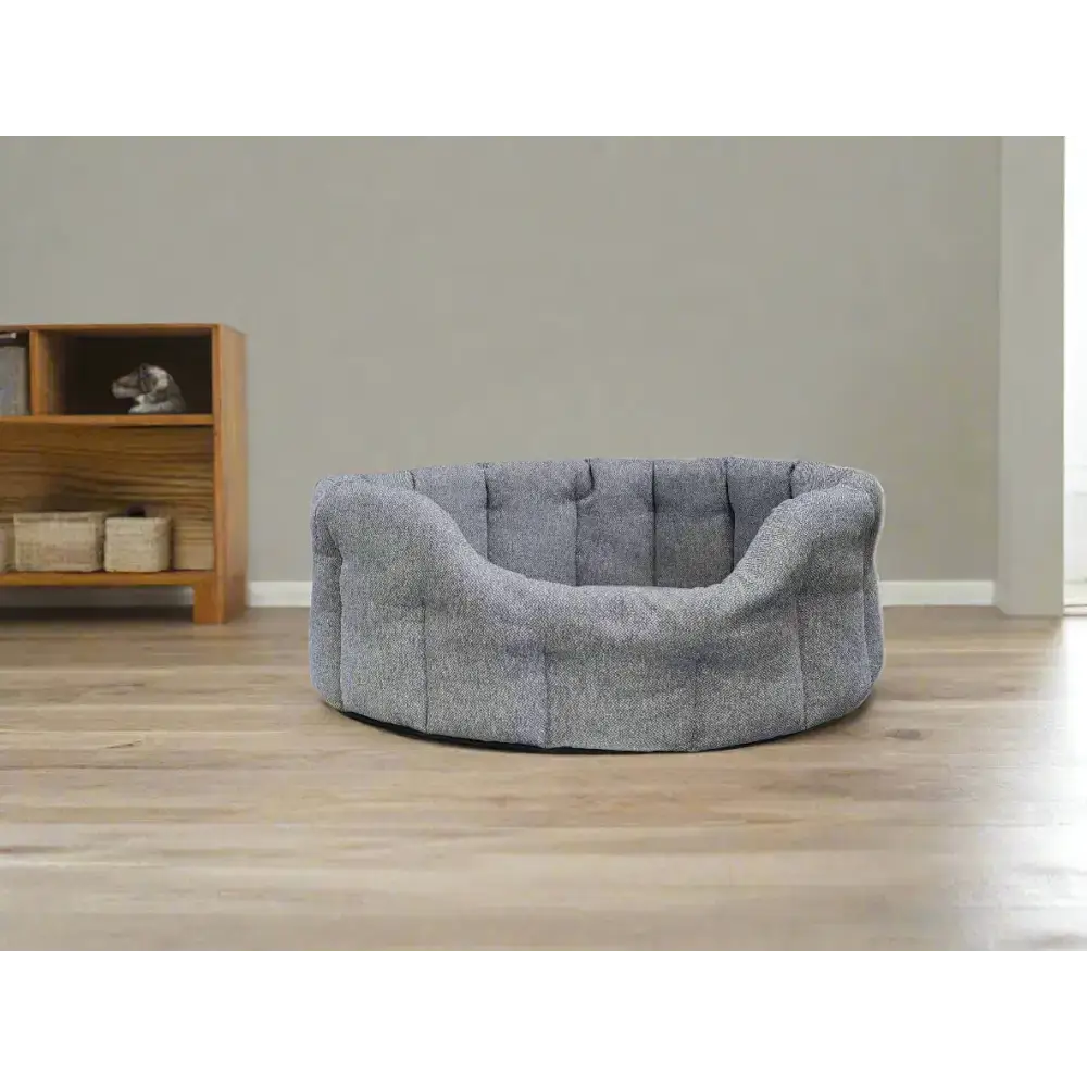 Premium Orkney Tweed Oval Beds Gray Intermediate Dog Beds