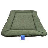 Olive green plush cushioned premium orkney tweed rectangular pet bed with raised border by p&l country dog beds