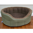 Premium Oval Bolster Style Heavy Duty Fleece Lined Machine Washable Dog Bed Intermediate L51cm X W41cm X H20cm Green with Mushroom Fleece Lining Dog Beds