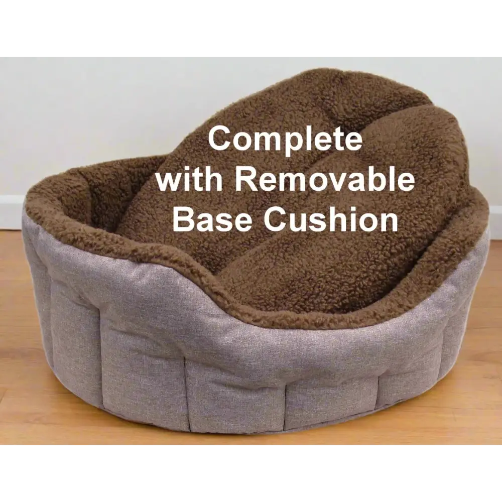 Premium Oval Bolster Style Heavy Duty Fleece Lined Machine Washable Dog Bed