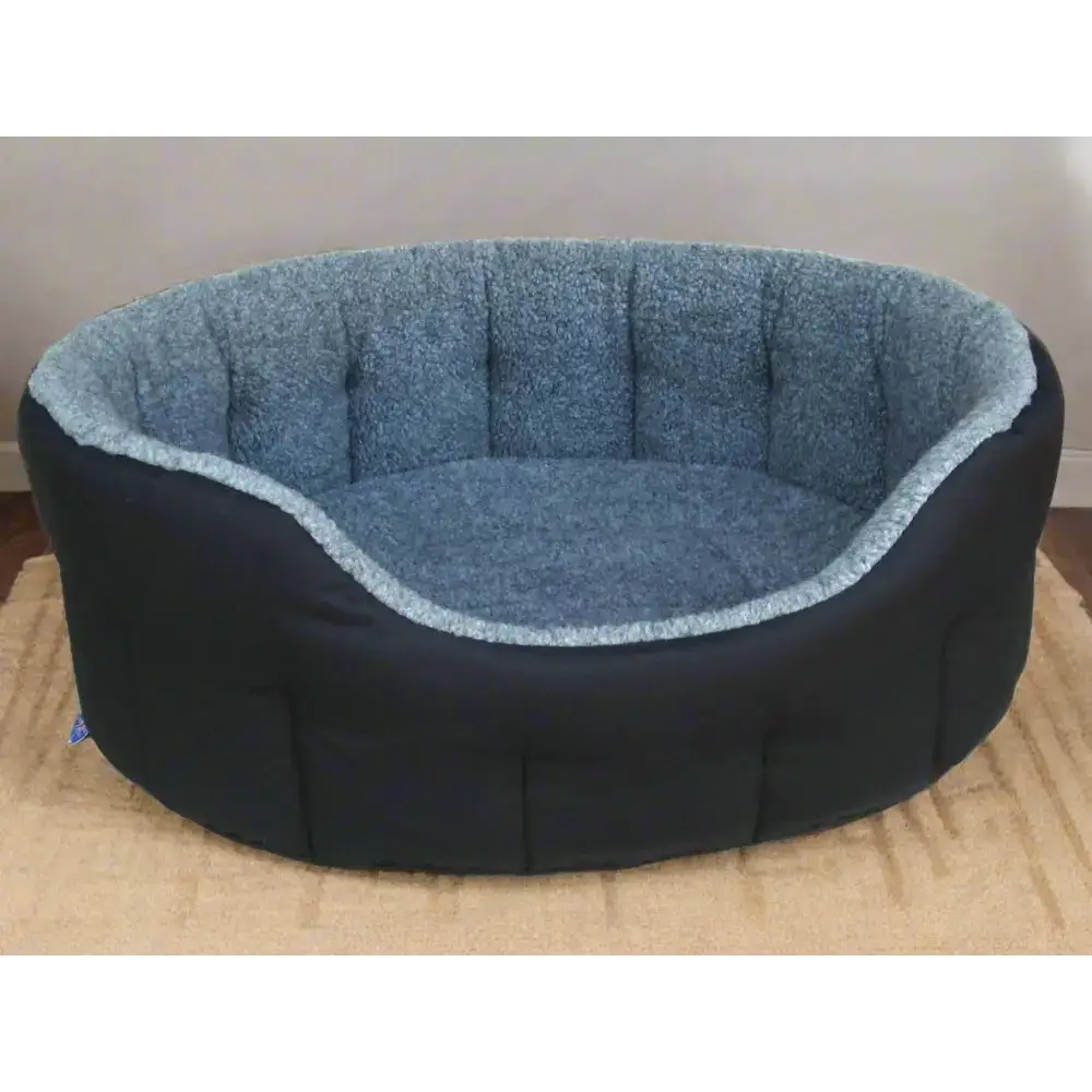 Premium Oval Bolster Style Heavy Duty Fleece Lined Machine Washable Dog Bed Intermediate L51cm X W41cm X H20cm Green with Mushroom Fleece Lining Dog Beds