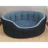Premium Oval Bolster Style Heavy Duty Fleece Lined Machine Washable Dog Bed Intermediate L51cm X W41cm X H20cm Green with Mushroom Fleece Lining Dog Beds