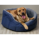 Premium Oval Bolster Style Heavy Duty Fleece Lined Machine Washable Dog Bed Intermediate L51cm X W41cm X H20cm Green with Mushroom Fleece Lining Dog Beds