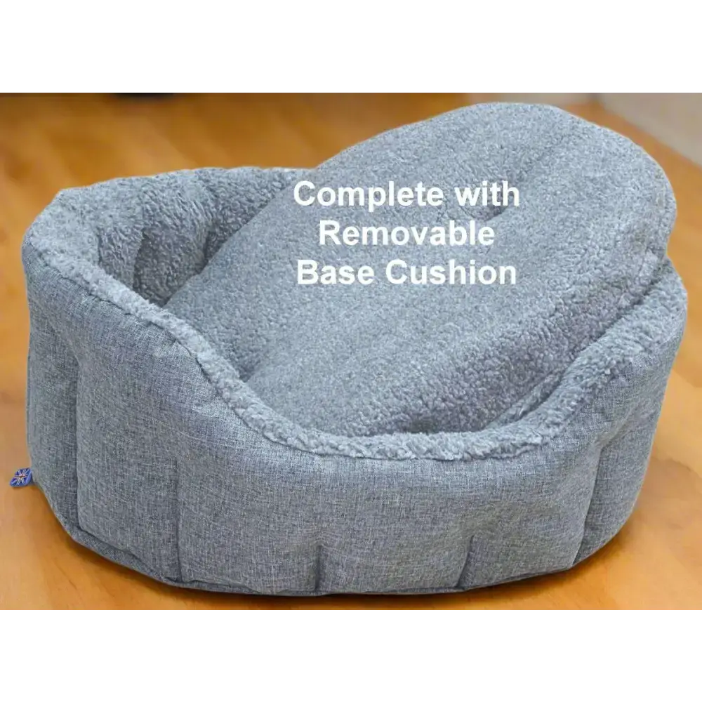 Premium Oval Bolster Style Heavy Duty Fleece Lined Machine Washable Dog Bed Intermediate L51cm X W41cm X H20cm Green with Mushroom Fleece Lining Dog Beds