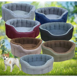 Premium Oval Bolster Style Heavy Duty Fleece Lined Machine Washable Dog Bed Intermediate L51cm X W41cm X H20cm Green with Mushroom Fleece Lining Dog Beds