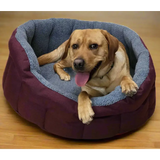Premium Oval Bolster Style Heavy Duty Fleece Lined Machine Washable Dog Bed Intermediate L51cm X W41cm X H20cm Green with Mushroom Fleece Lining Dog Beds