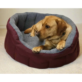 Premium Oval Bolster Style Heavy Duty Fleece Lined Machine Washable Dog Bed Intermediate L51cm X W41cm X H20cm Green with Mushroom Fleece Lining Dog Beds