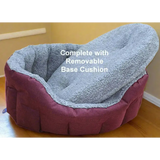 Premium Oval Bolster Style Heavy Duty Fleece Lined Machine Washable Dog Bed Intermediate L51cm X W41cm X H20cm Green with Mushroom Fleece Lining Dog Beds