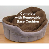 Premium Oval Bolster Style Heavy Duty Fleece Lined Machine Washable Dog Bed Intermediate L51cm X W41cm X H20cm Green with Mushroom Fleece Lining Dog Beds