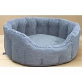 Premium Oval Bolster Style Heavy Duty Fleece Lined Machine Washable Dog Bed Intermediate L51cm X W41cm X H20cm Charcoal with Silver Fleece Lining Dog Beds