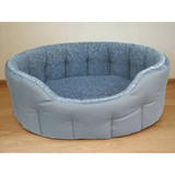 Premium Oval Bolster Style Heavy Duty Fleece Lined Machine Washable Dog Bed Intermediate L51cm X W41cm X H20cm Green with Mushroom Fleece Lining Dog Beds