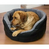 Premium Oval Bolster Style Heavy Duty Fleece Lined Machine Washable Dog Bed Intermediate L51cm X W41cm X H20cm Green with Mushroom Fleece Lining Dog Beds