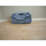 Blue plush premium rectangular high orkney tweed beds with 8cm base featuring cozy cushioned design and soft fabric texture