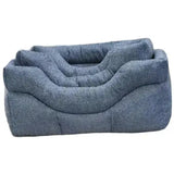 Blue textured orkney tweed beds premium rectangular high cushioned pet bed with 8cm base for cozy comfort