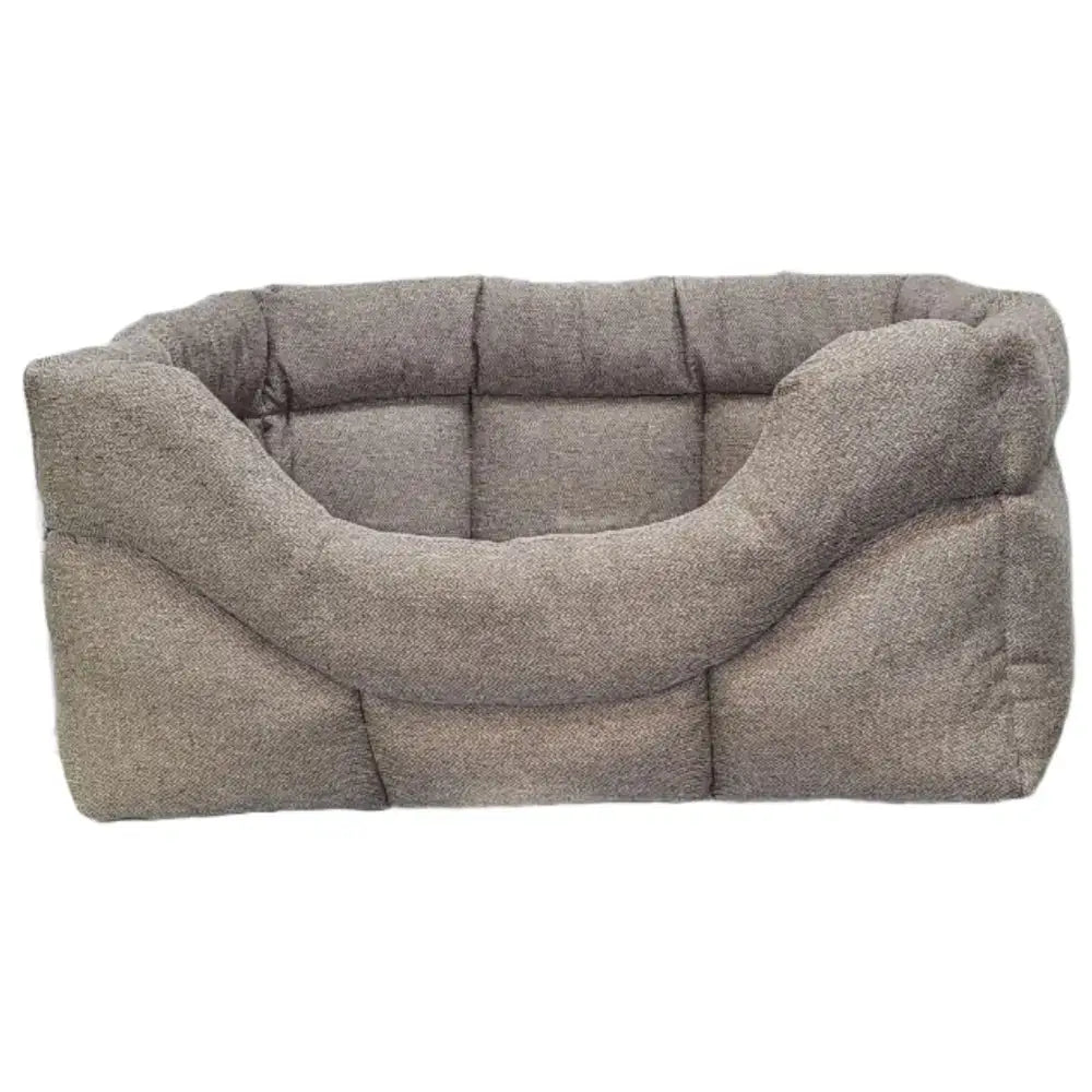 A cozy gray orkney tweed bed with premium rectangular high sides and an 8cm base for extra comfort