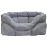 Gray textured orkney tweed beds with premium rectangular high sides and cushioned 8cm base for pet comfort