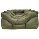 Olive green plush premium rectangular high orkney tweed bed with soft textured fabric and 8cm cushioned base