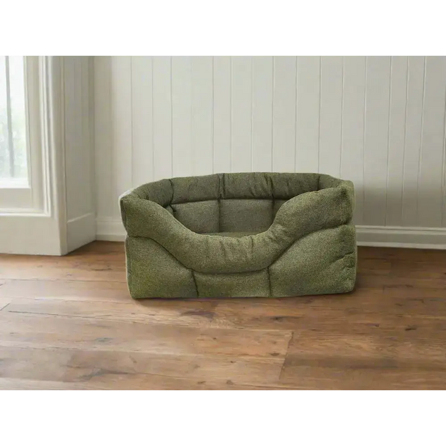 Premium Rectangular High Sided Orkney Tweed Beds Green Medium Dog Beds