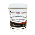 White plastic tub of pro-equine aloe vera and zealand manuka honey gel to soothe problem skin with red black and brown text