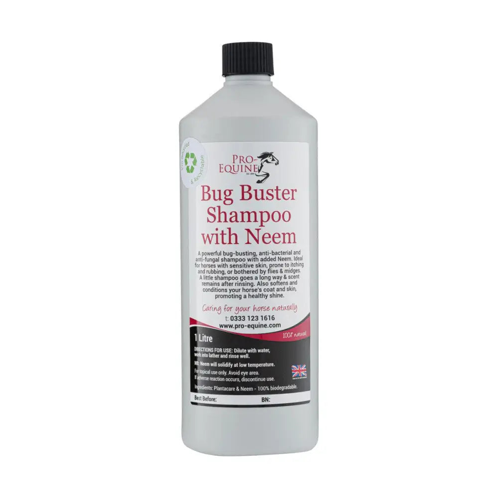 Pro-Equine Bug Buster Neem Shampoo 1 Litre Horse Shampoos Barnstaple Equestrian Supplies