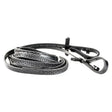 Black leather pro grip eventer reins with textured dotted pattern and metal hardware ideal for grip eventer reins 19mm leather reins
