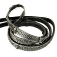 Black leather pro grip eventer reins with textured dotted grip and metal hardware for secure riding control
