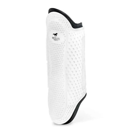 Pro mesh hybrid brushing boot in white features a white km elite protective guard with black trim and perforated design
