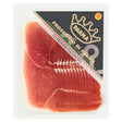 Packaged prosciutto di parma slices in clear tray with black and gold crown label from leathams featuring equestrian style