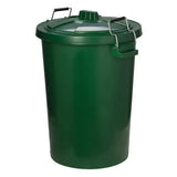 Dark green plastic prostable dustbins feed storage bin with secure locking lid and black handles