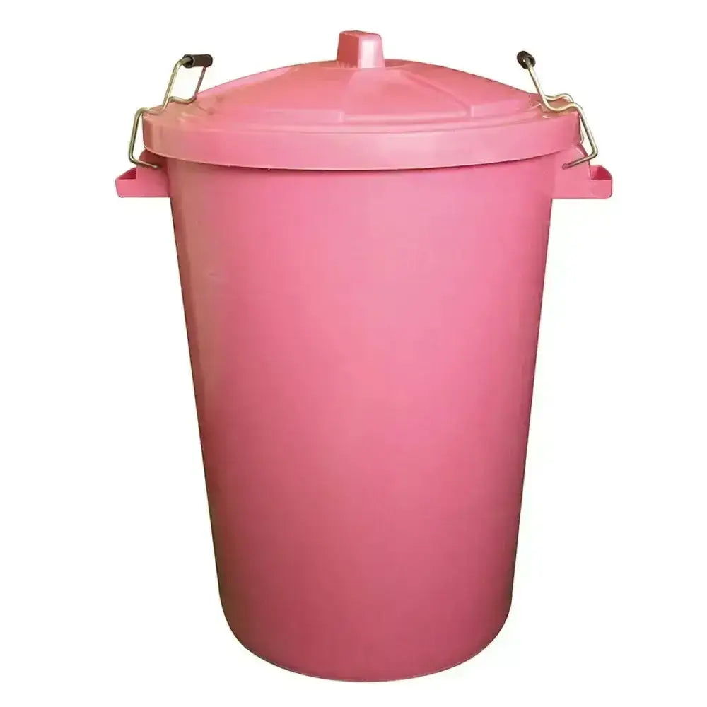 Pink prostable dustbins feed plastic trash can with secure locking lid and metal latches for dustbins feed storage