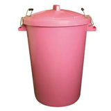 Pink prostable dustbins feed plastic trash can with secure locking lid and metal latches for dustbins feed storage