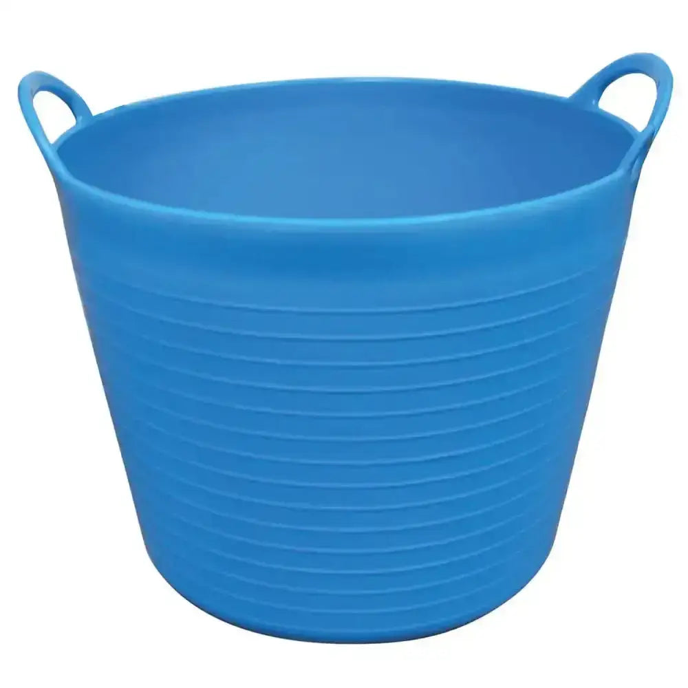Bright blue ribbed plastic prostable flexi feed tub 40 lt with built in handles for easy lifting and versatile use