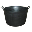 Black plastic prostable flexi feed tub with reinforced handles and ribbed sides for versatile feed skip use