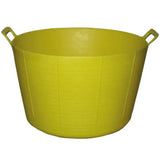 Bright yellow plastic prostable flexi feed tub 75 lt with two looped handles versatile feed skip for easy carrying